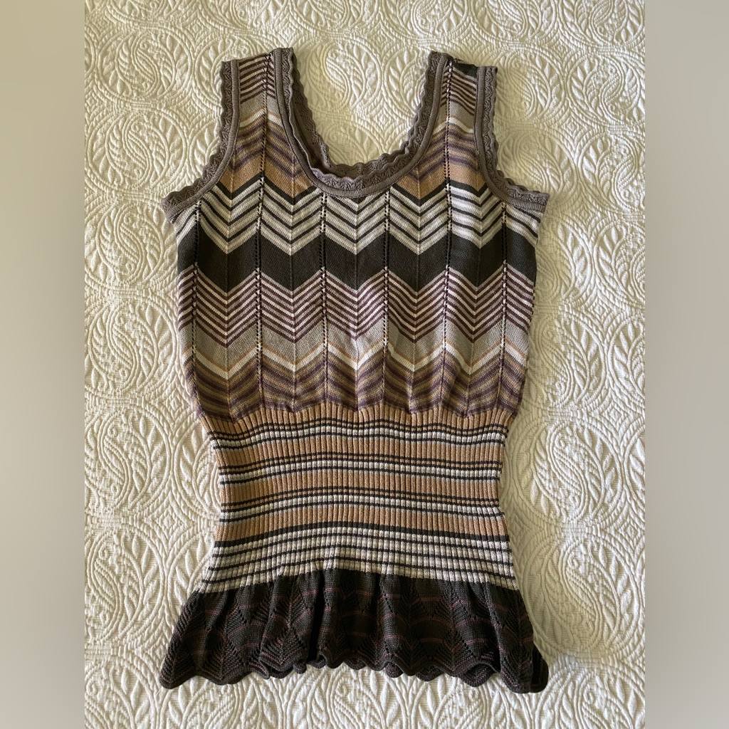 Vintage Crochet Knit Sweater Vest Made In Usa